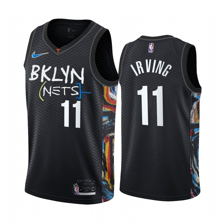 Men Brooklyn Nets 11 kyrie irving black city edition honor basquiat 2020 nba jersey